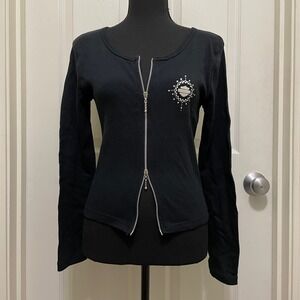Vintage Y2K Harley Davidson Top‎ Zip Brunswick Troy NY Long Sleeve USA Made M